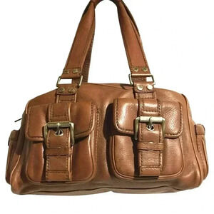 Michael Kors brown distressed leather brown shoulder handbag